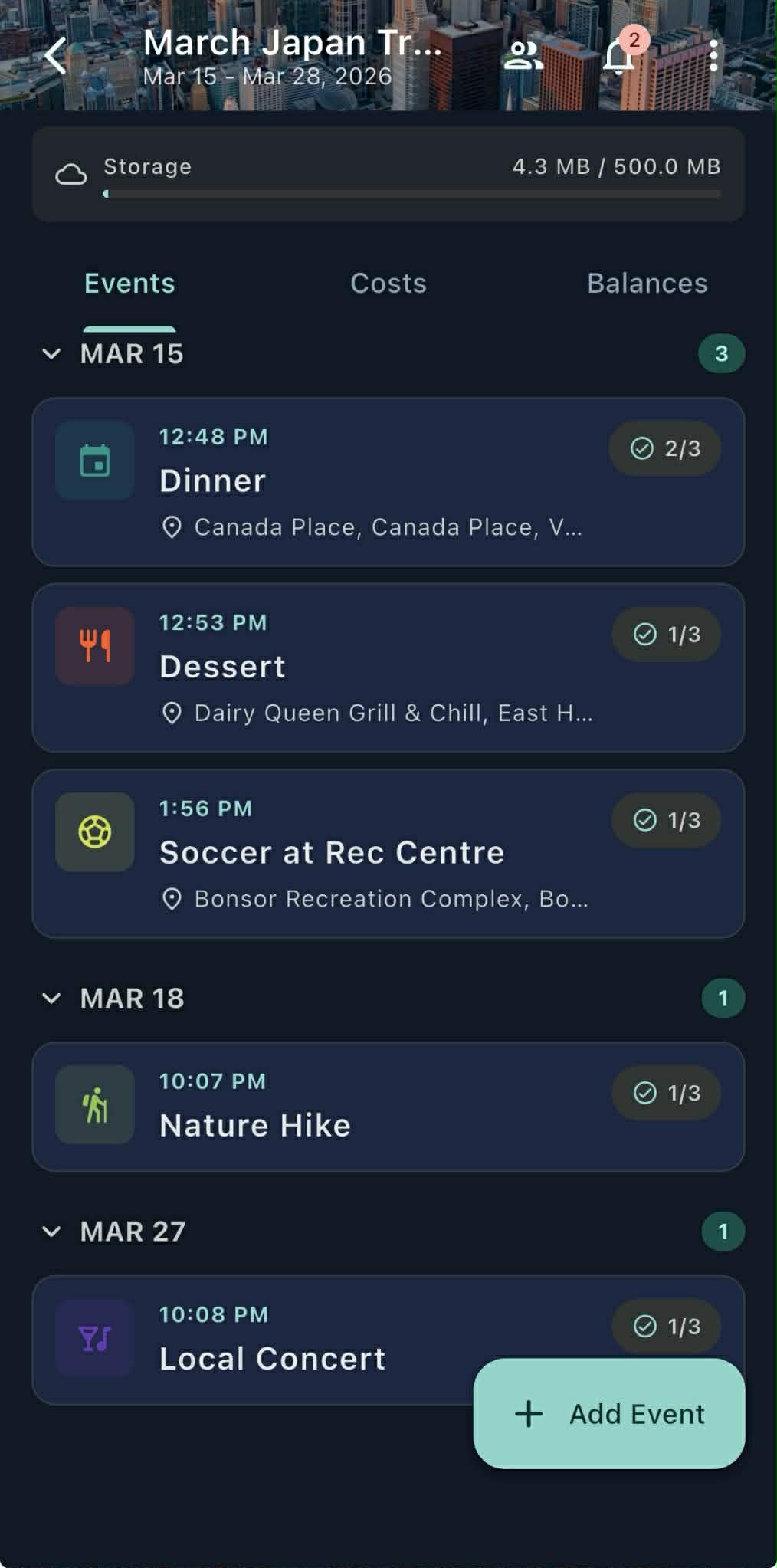 Atlas Itinerary View